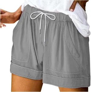 Biker Shorts Cotton Casual Striped Shorts Pocket Pants Biker Shorts White Shorts for Woman White Jean Shorts