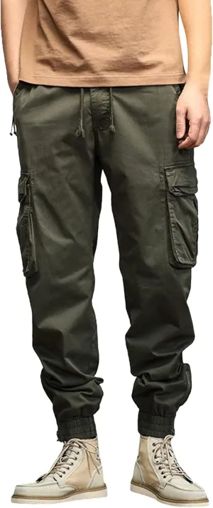 Cargo Pants for Men Big and Tall, Streetwear Khaki Baggy Pants with Zipper Pockets Men Outdoor Cargo Pant Relaxed Fit
