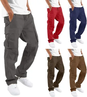 Cargo Pants for Men Big and Tall Sweatpants Workout Sports Pant Men's Cargo Pants Elastic Waist Joggers Solid Casual