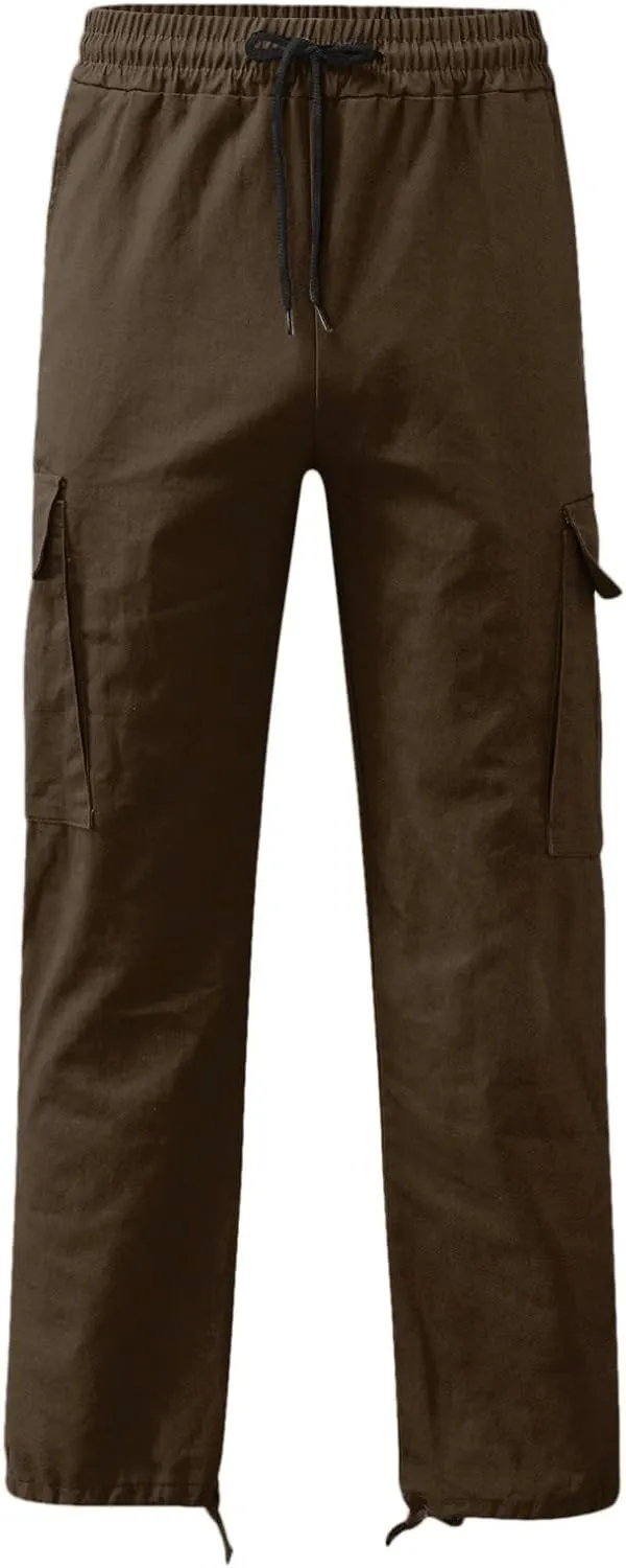 Cargo Sweatpants for Men Pockets Regular & Big Man Sizes Casual Jogger Pant Men's Fleece Lined Cargo Sweatpants Open