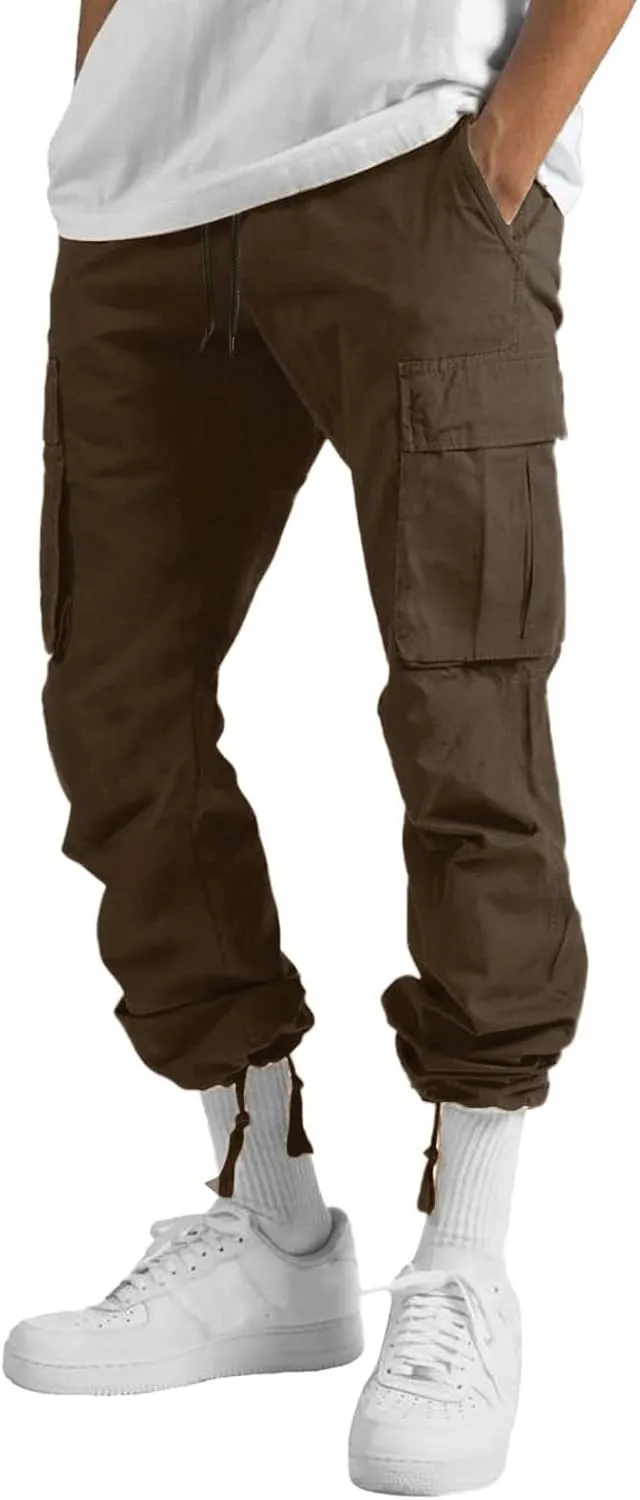 Cargo Sweatpants for Men Pockets Regular & Big Man Sizes Casual Jogger Pant Men's Fleece Lined Cargo Sweatpants Open