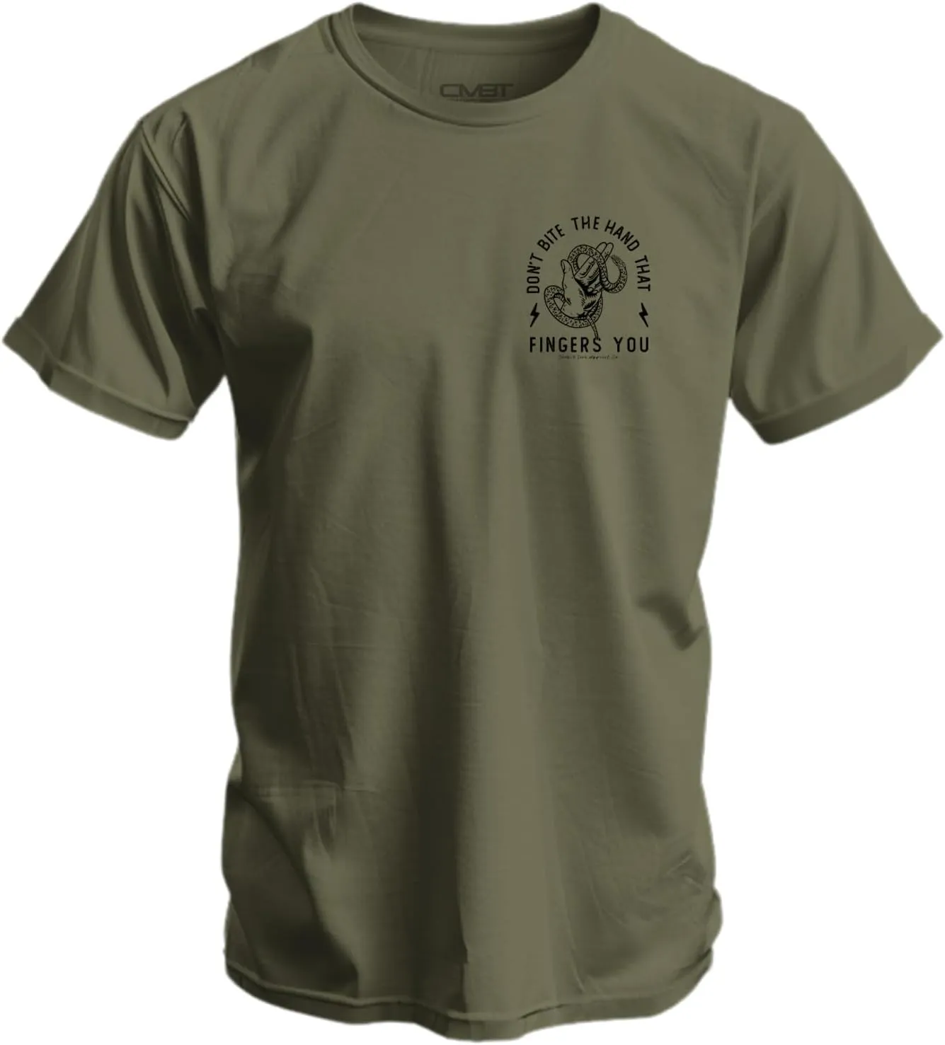 Combat Iron Men's Graphic T-Shirt | Don't Bite The Hand That Fingers You | Cotton-Poly Blend | Athletic Fit, Tagless Comfort