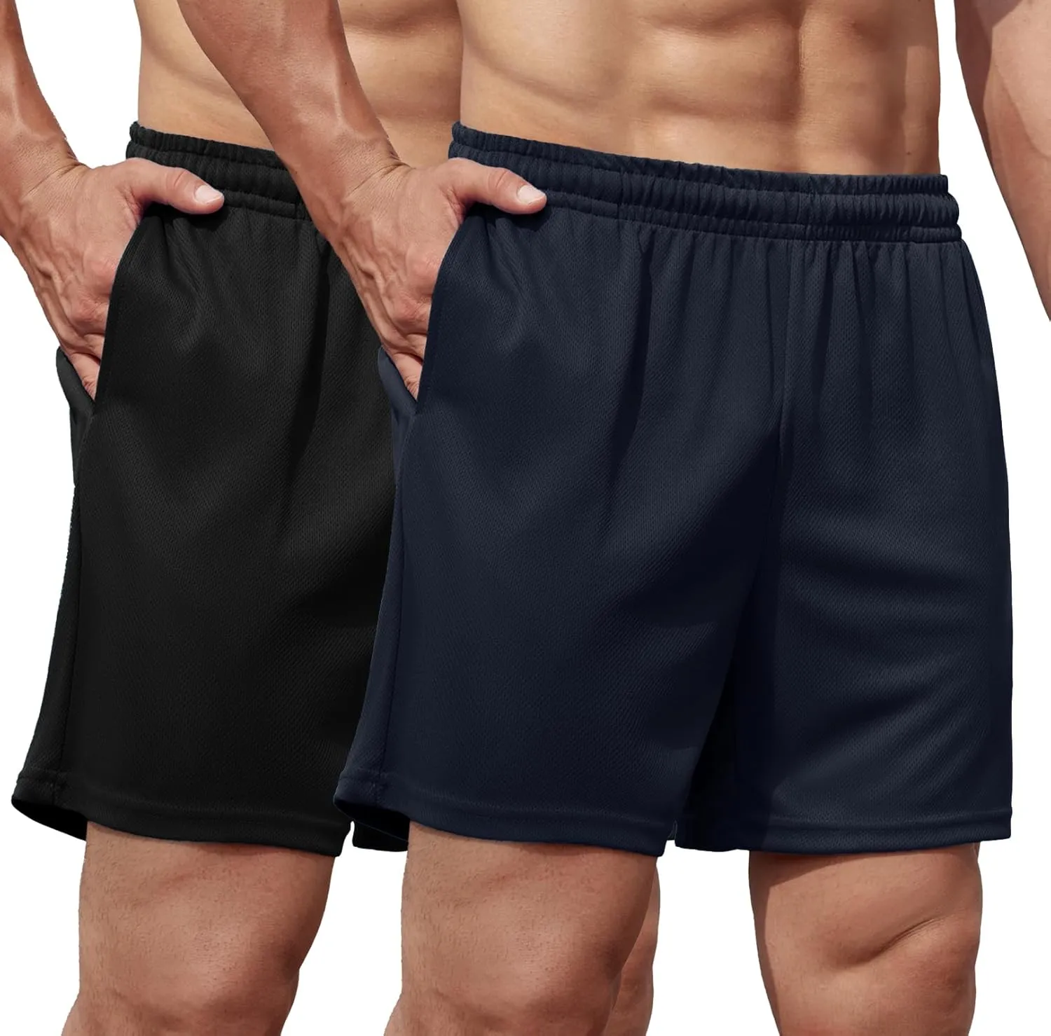COOFANDY Men's 2 Pack Gym Workout Shorts 5 Inch Mesh Athletic Shorts Quick Dry Running Shorts with Pockets