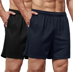COOFANDY Men's 2 Pack Gym Workout Shorts 5 Inch Mesh Athletic Shorts Quick Dry Running Shorts with Pockets