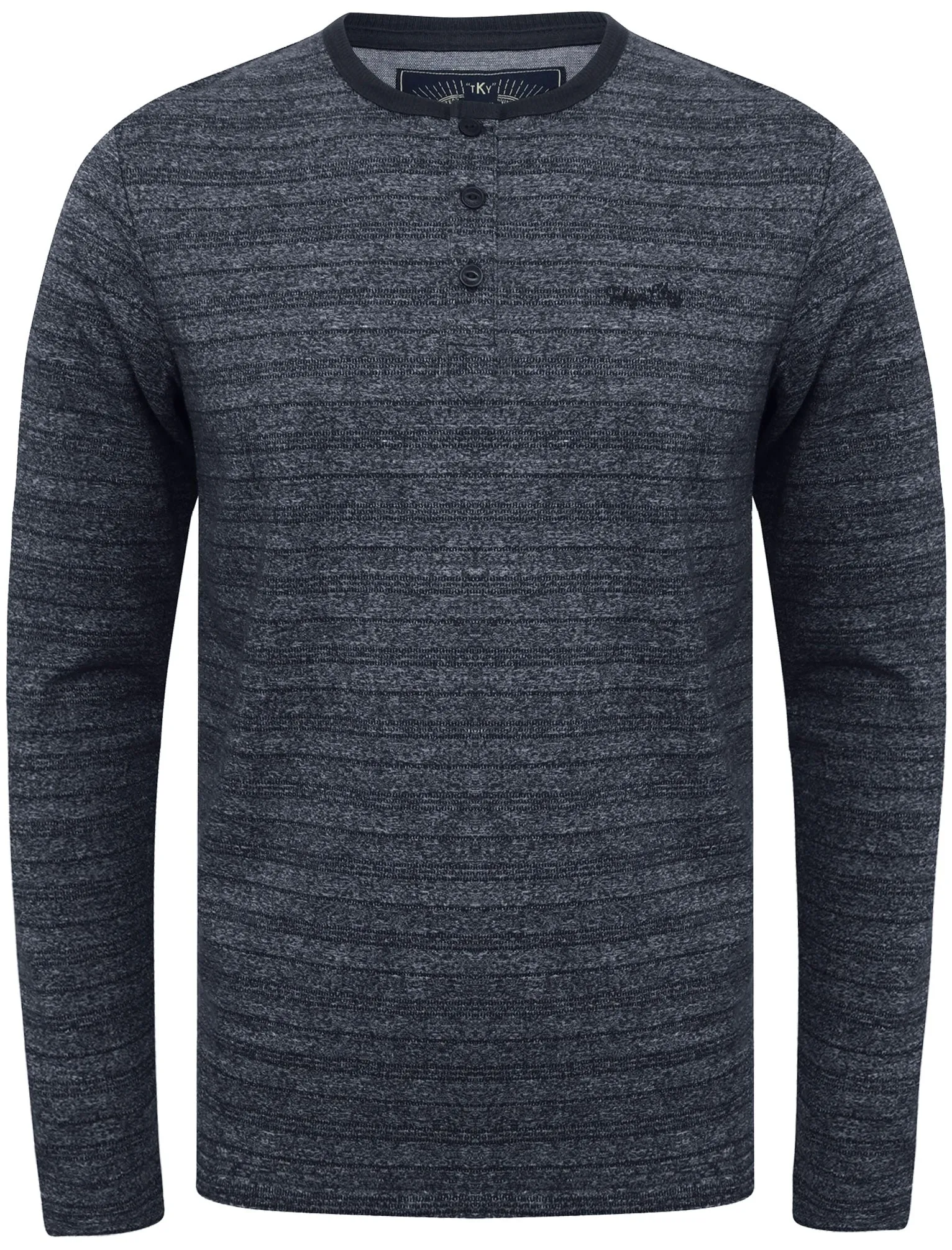 Hoaden Grindle Stripe Long Sleeve Henley Top in Mood Indigo - Tokyo Laundry
