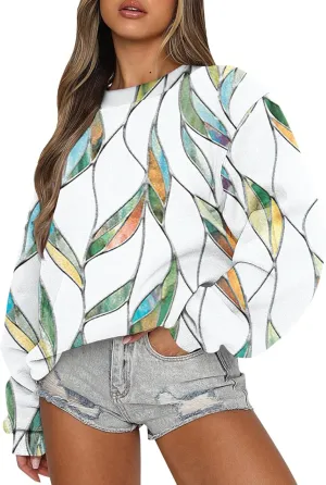 HTHLVMD Womens Sweatshirts Long Sleeve Crewneck Casual Striped Pullover Sweatshirts 2024 Outfits Fall Clothes for Women