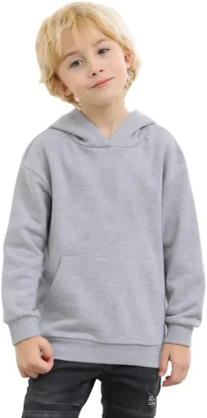 Kids Fleece Sweatshirts Soft Brushed Plain Pullover Hoodie Casual Hooded Sweatshirts for Boys and Girls