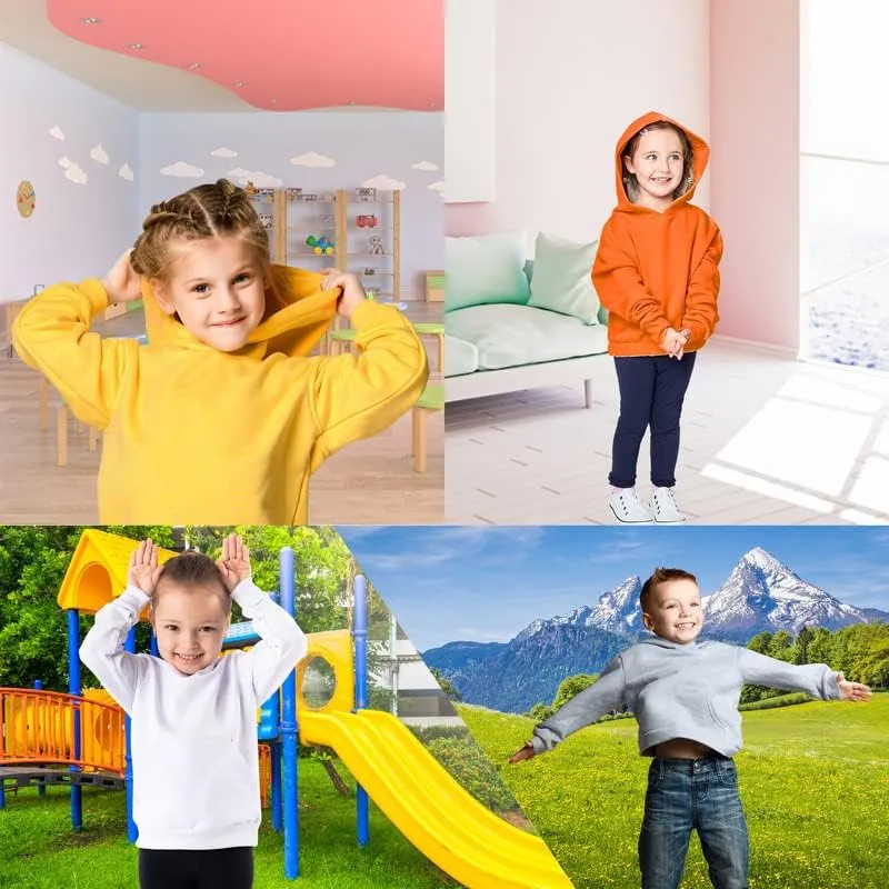 Kids Fleece Sweatshirts Soft Brushed Plain Pullover Hoodie Casual Hooded Sweatshirts for Boys and Girls