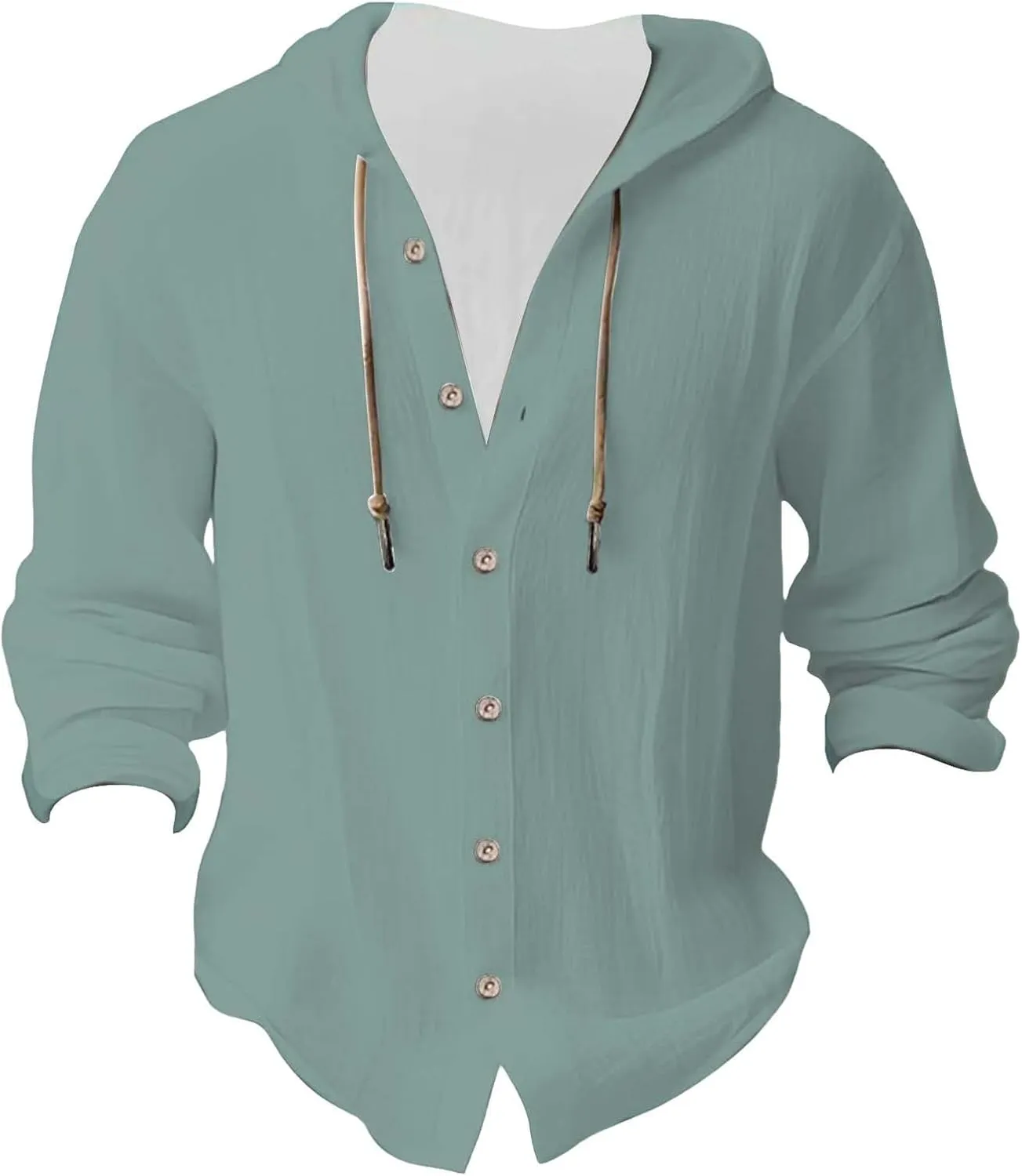 Linen Shirts for Men Lightweight Hoodie 2025 Long Sleeve Loose Fit Breathable Sports Button Big Tall Party Tops