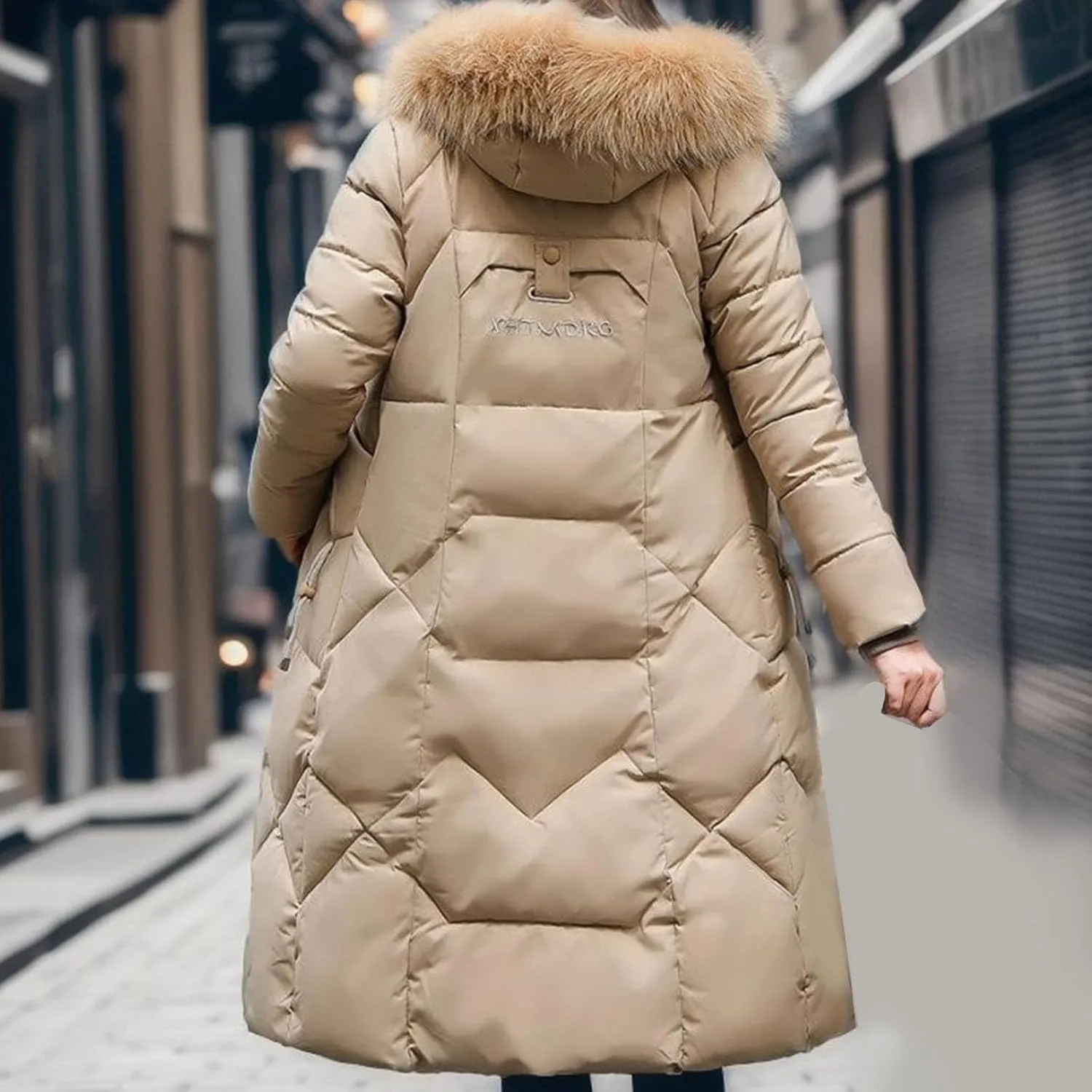 Long Winter Coats for Women with Fur Hood, Heavyweight Full Length Maxi Puffer Long Coat Quilted Outerwear