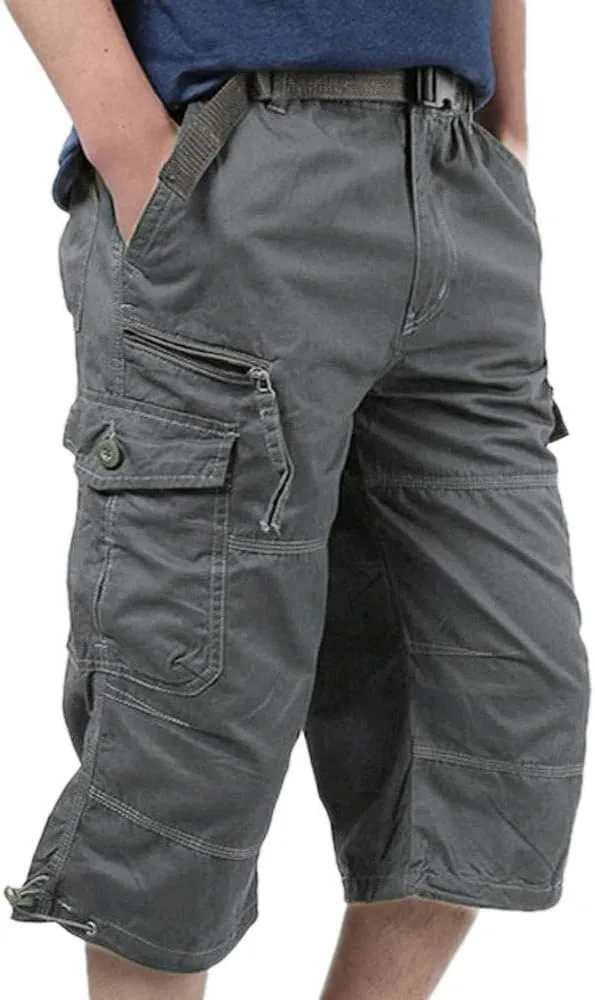 Mens Cargo Hiking Shorts 7 Inseam Multi-Pocket Outdoor Military Combat Lightweight Tactical Work Utility Shorts with Belted