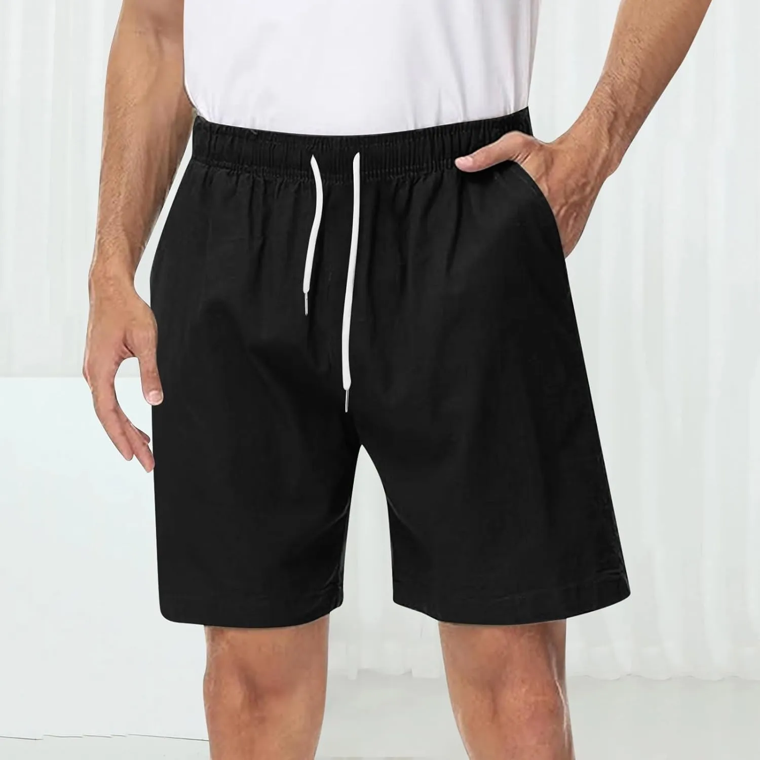 Men's Chino Shorts Casual Elastic Waist Drawstring Lightweight Workout Lounge Beach Jersey Sweat Shorts