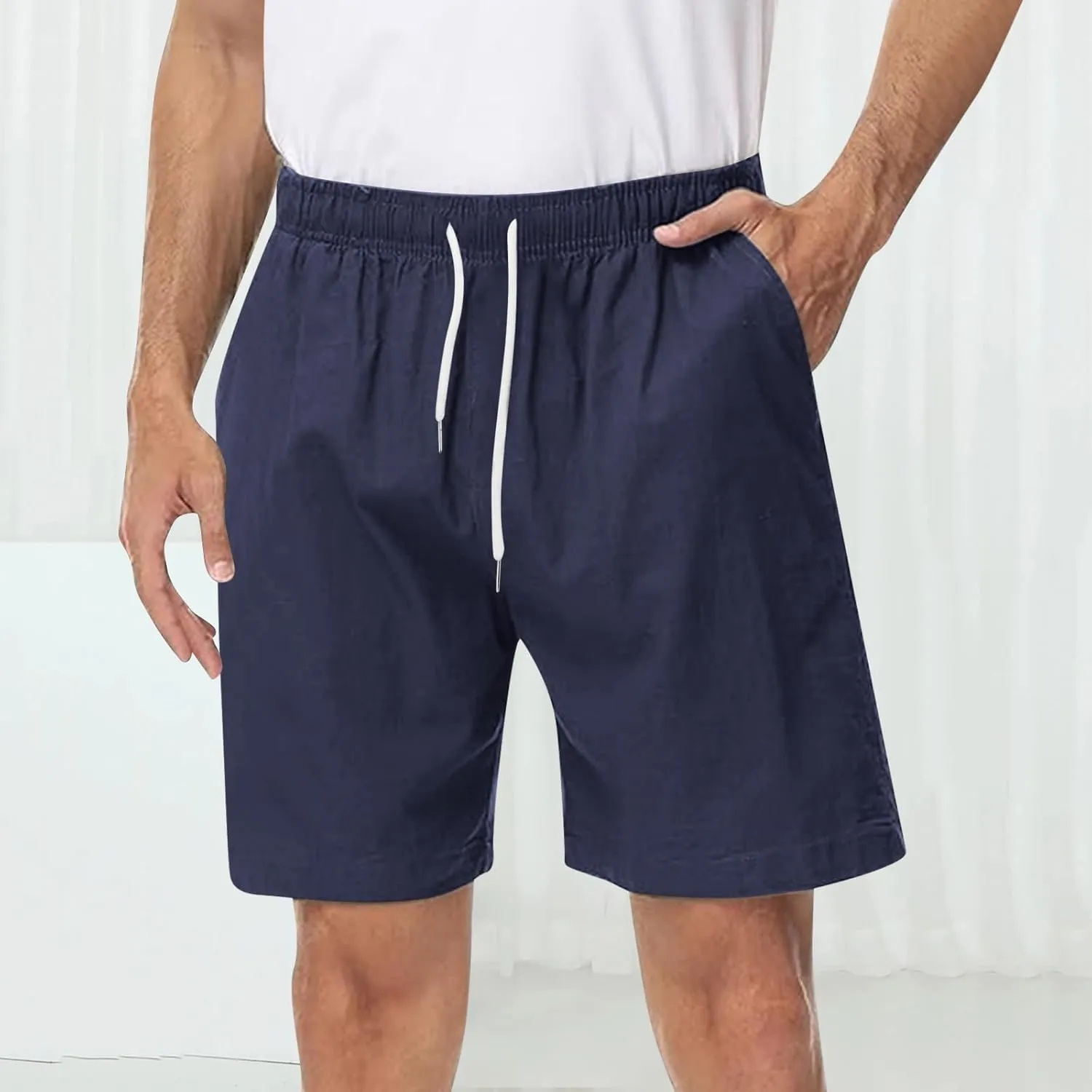 Men's Chino Shorts Casual Elastic Waist Drawstring Lightweight Workout Lounge Beach Jersey Sweat Shorts