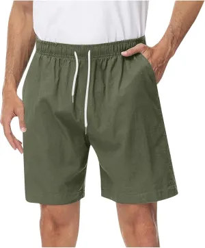 Men's Chino Shorts Casual Elastic Waist Drawstring Lightweight Workout Lounge Beach Jersey Sweat Shorts