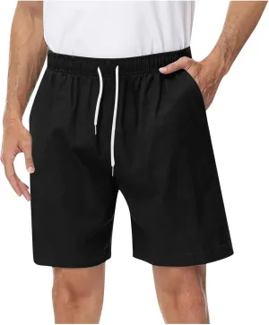 Men's Chino Shorts Casual Elastic Waist Drawstring Lightweight Workout Lounge Beach Jersey Sweat Shorts