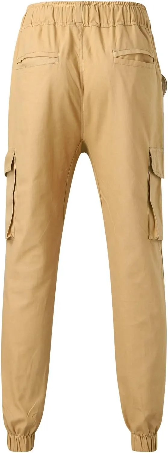 Mens Workout Cargo Sweatpants for Men Men's Cotton Casual Cargo Pants Lightweight Stretch Work Hiking Outdoor Elastic