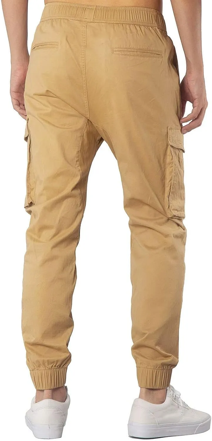 Mens Workout Cargo Sweatpants for Men Men's Cotton Casual Cargo Pants Lightweight Stretch Work Hiking Outdoor Elastic