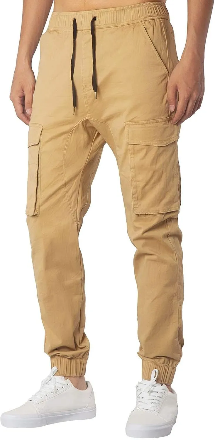 Mens Workout Cargo Sweatpants for Men Men's Cotton Casual Cargo Pants Lightweight Stretch Work Hiking Outdoor Elastic