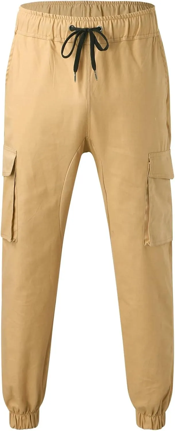 Mens Workout Cargo Sweatpants for Men Men's Cotton Casual Cargo Pants Lightweight Stretch Work Hiking Outdoor Elastic