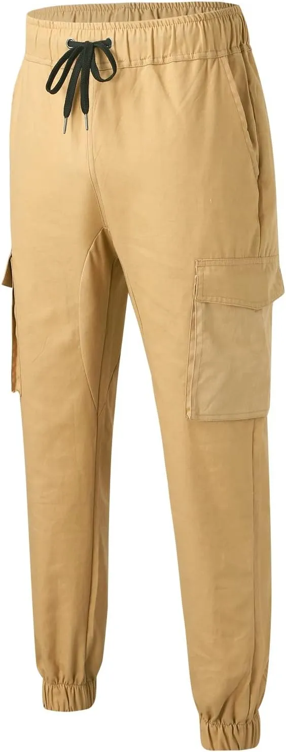Mens Workout Cargo Sweatpants for Men Men's Cotton Casual Cargo Pants Lightweight Stretch Work Hiking Outdoor Elastic