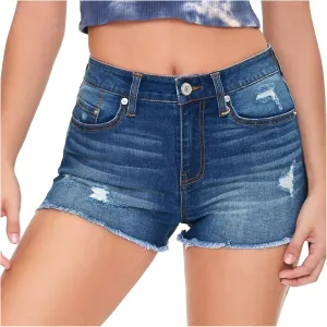 Shorts for Women Denim Casual Low Rise Stretch Mom Shorts Jeans Pure Color Raw Hem Hot Shorts