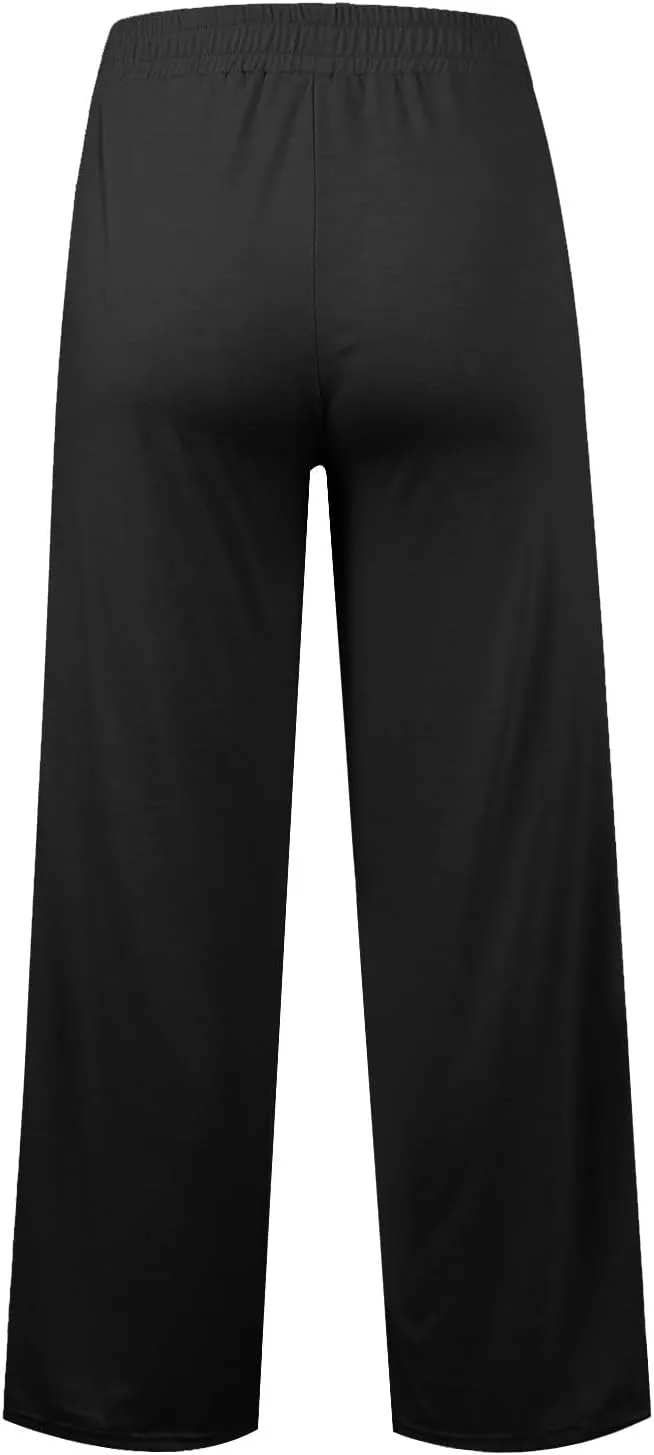 Wide Leg Sweatpants Women Baggy Casual Drawstring Waist Athletic Pants Trendy Workout Lounge Pants with Pockets
