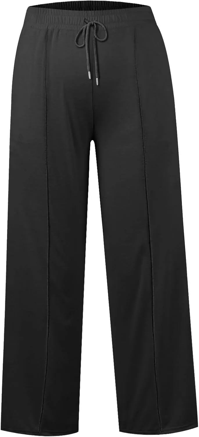 Wide Leg Sweatpants Women Baggy Casual Drawstring Waist Athletic Pants Trendy Workout Lounge Pants with Pockets