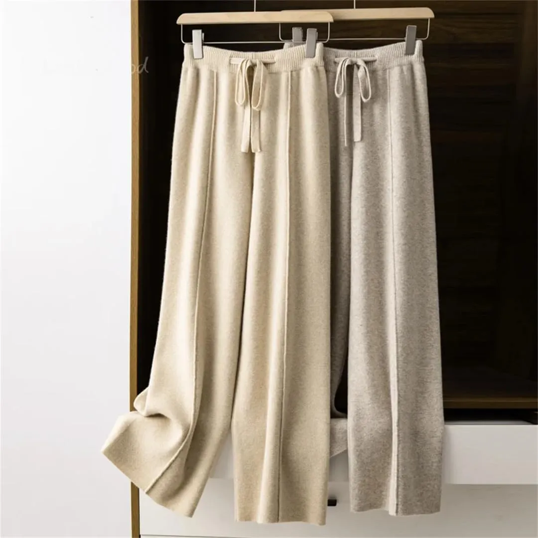 Women's Temperament Wide-Leg Pants High-Waisted Pants Loose Casual Straight Leg Outside to Wear Trousers