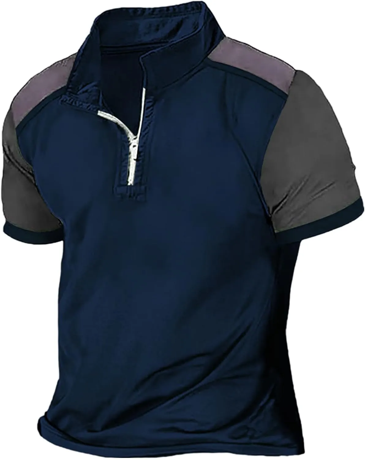 Zip Up Polo Shirts for Men Casual Short Sleeve Athletic Golf Tennis Tshirts Summer Business Sports Work Big and Tall Tee Tops